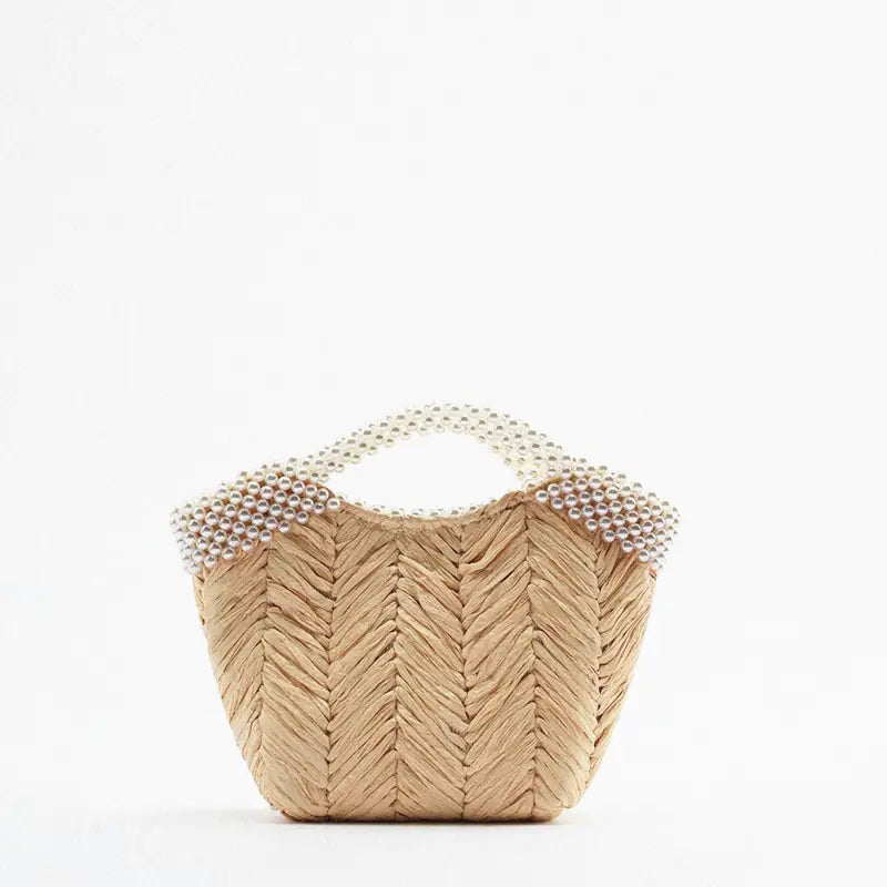 Pearl Straw Woven Handbag